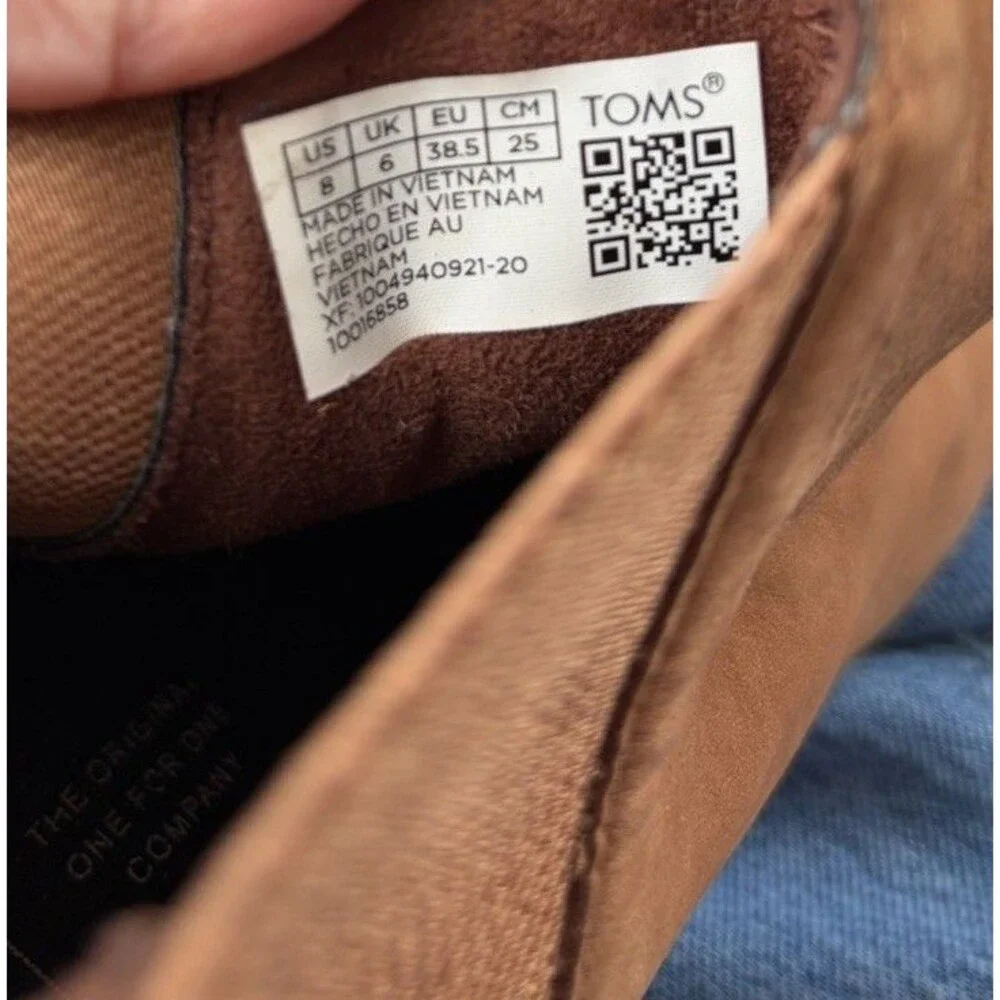 TOMS Kelsey Women's Tan Oiled Nubuck Suede Wedge Chelsea Ankle Booties Size 8